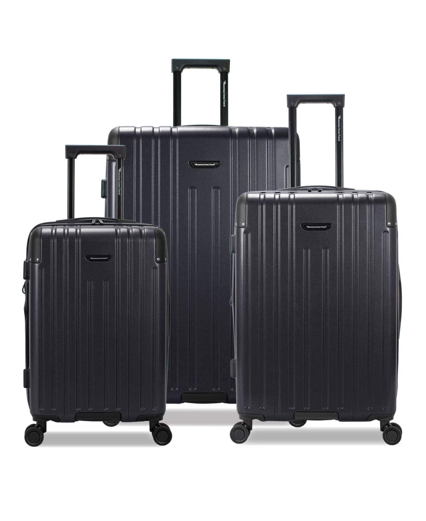 Чемоданы American Green Travel Forge 3-Piece Hardside Expandable Spinner Luggage Set, цвет: Чёрный — фото 2