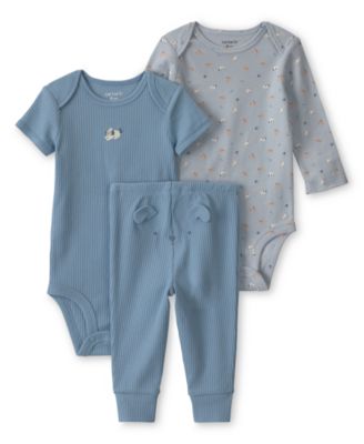 Baby Boys' Crewneck Bodysuit & Pants, 3-Piece Set