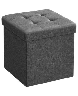 Foldable Storage Footrest Stool Bench with Hidden Organizer Space