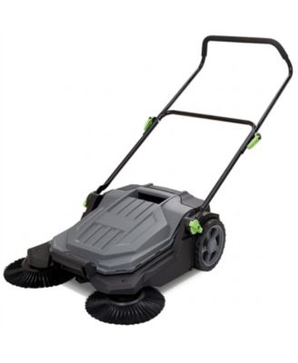 Walk-behind Hand Push Floor Sweeper, 25.6 inch Sweeping Width, Manual, Adjustable