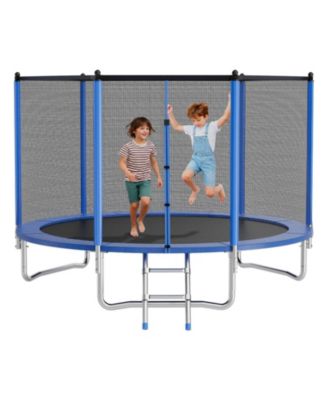 10 FT Outdoor Trampoline with Enclosure Net 330 lbs Capacity