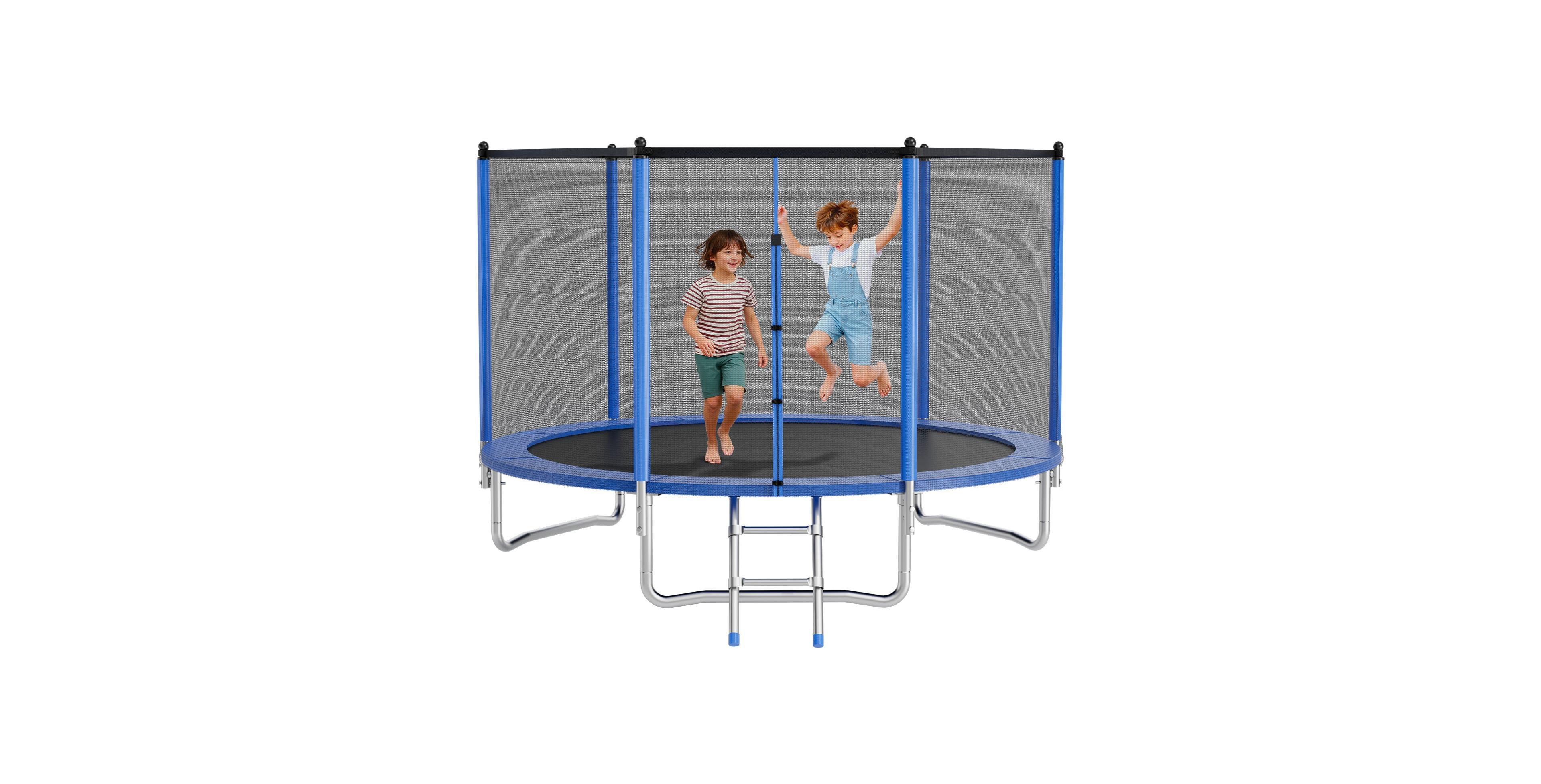 Mecale 10 Ft Outdoor Trampoline with Enclosure Net 330 lbs Capacity
