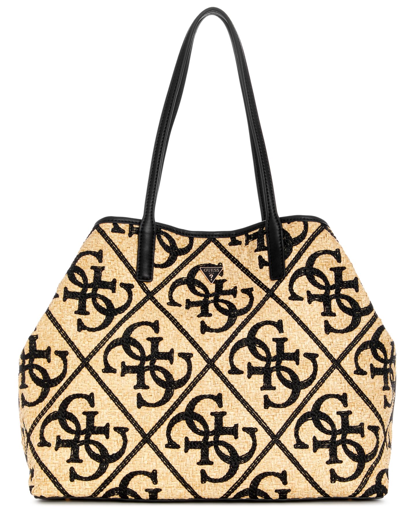 Женская сумка GUESS Kirsten Large Tote Handbag, цвет: Натуральный / Чёрный — фото 1