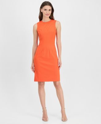 Women's Jewel-Neck Sleeveless Scuba Sheath Dress