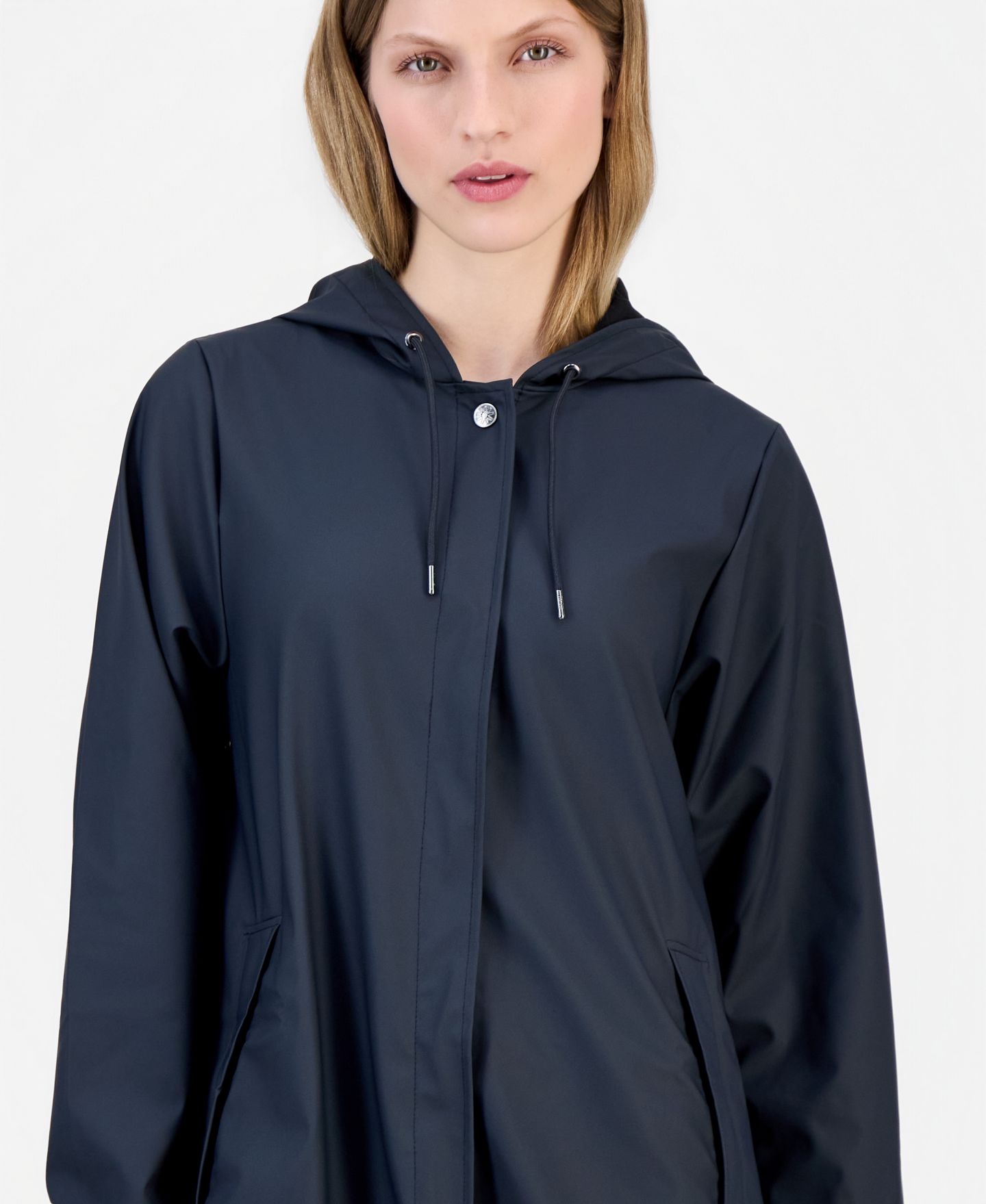 Женская куртка Rains Hooded A-Line Rain Jacket, цвет: Тёмно-синий — фото 4