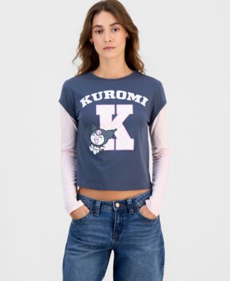Juniors' Kuromi Long-Sleeve Layered-Look Top