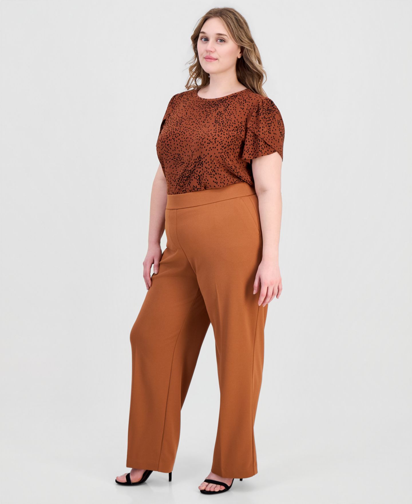 Женские брюки Anne Klein Essentials Plus Size High Rise Straight Leg, цвет: Кедровый — фото 2