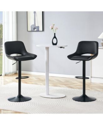 Swivel Bar Stools  Set of 2, PU Leather Height Adjustable Stool with Footrest, for Kitchen Island Home Bar, Modern Home Furniture