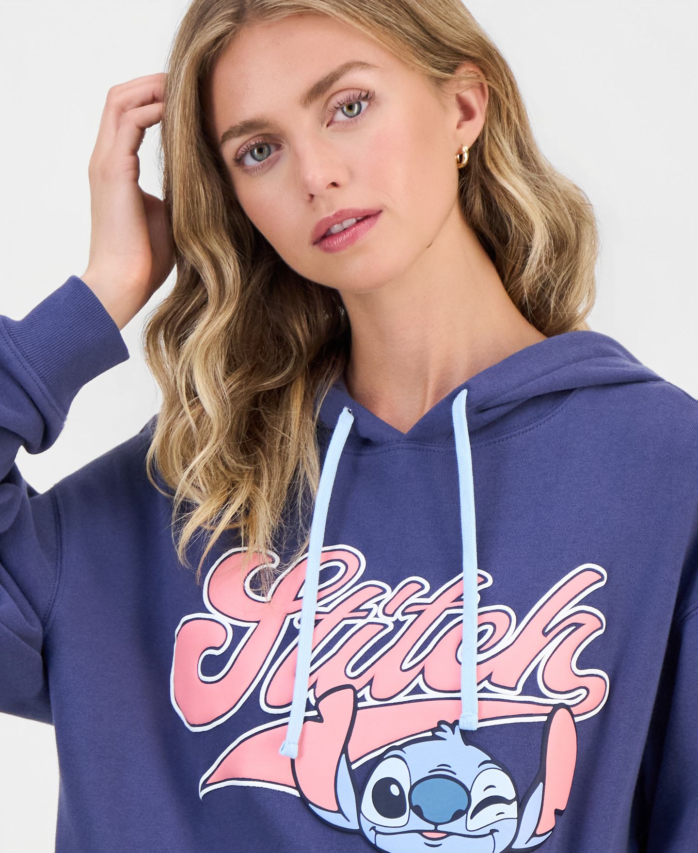 Женское худи Disney Juniors' Stitch Graphic, цвет: Тёмно-синий — фото 3