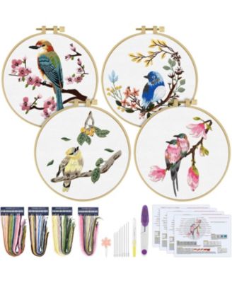 4 Sets Embroidery Kit Cross Stitch Beginner Craft