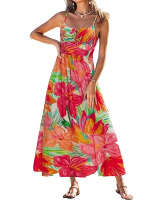 Women's Wild Hibiscus Floral Maxi Beach Dress