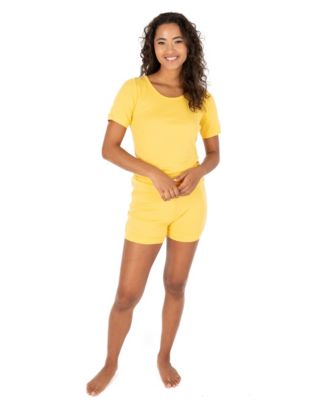 Women's Matching Family Two Piece Cotton Short Sleeve Shirt and Shorts Solid Color Pajamas