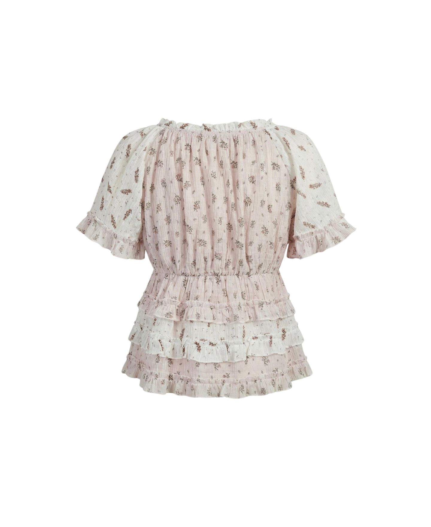 Женский топ Modenaire Floral Tie-Neck Ruffle Peplum, цвет: Розовый — фото 9