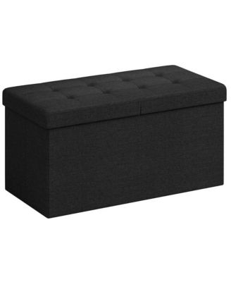 Round 30 Inch Storage Ottoman with Lift-Top Flipping Lid Design