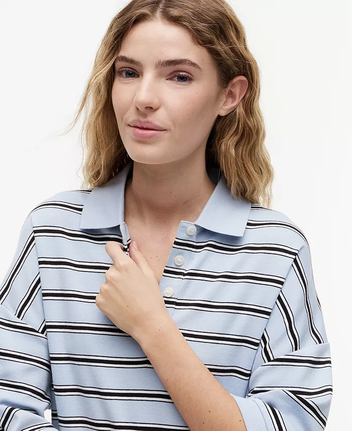 Women's Multi-Stripe Oversized Polo Shirt - thumbnail 7