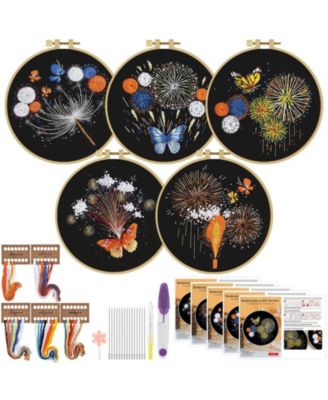 5 Sets Embroidery Kit Fireworks Butterfly Beginners Set