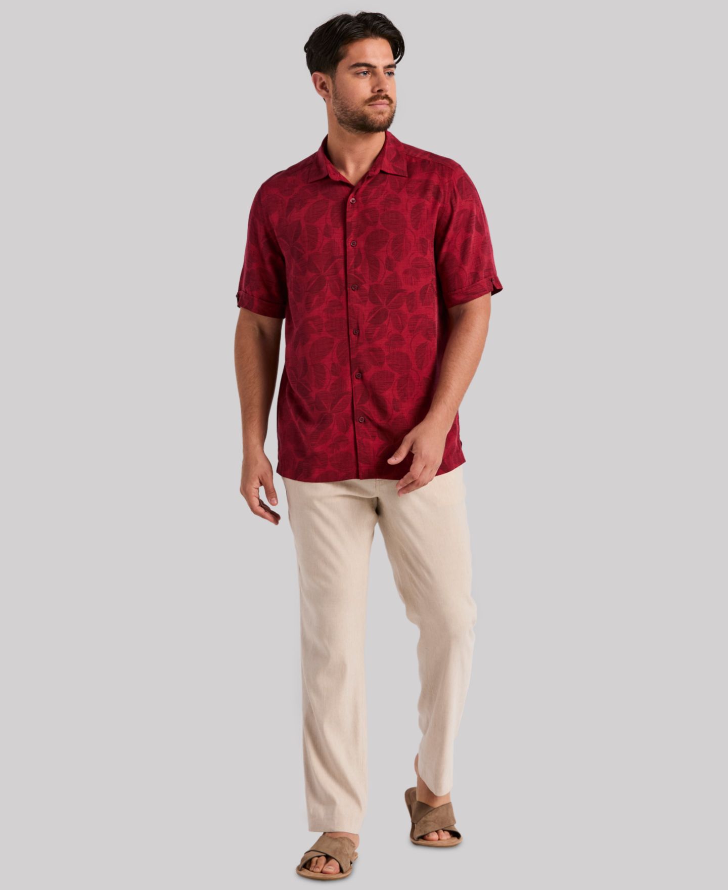 Мужская рубашка Cubavera Tonal Floral Print, цвет: Красный — фото 2