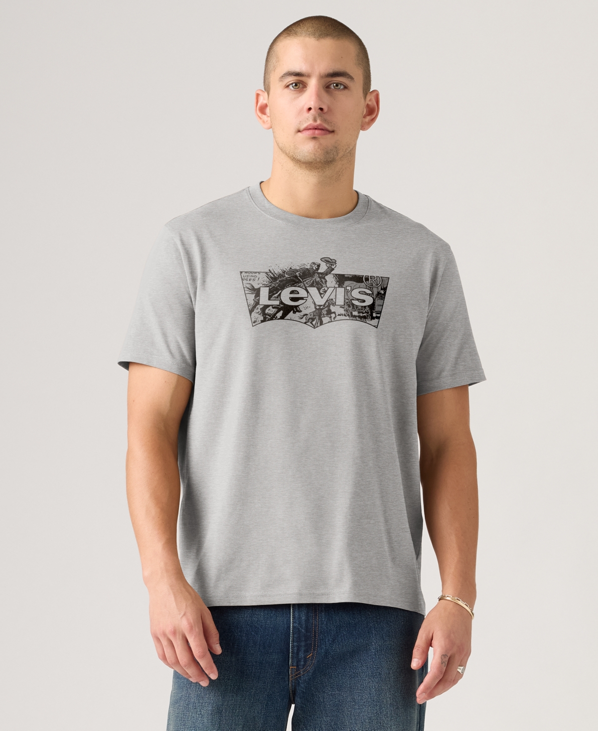 Levi's Men's Graphic Logo Batwing Short Sleeve T-shirt - Gray