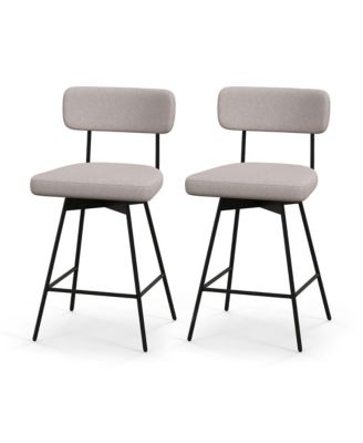 Bar Stools Set of 2 Modern Upholstered 360degree(s)Swivel Bar Chairs 25'' Counter Height Barstools