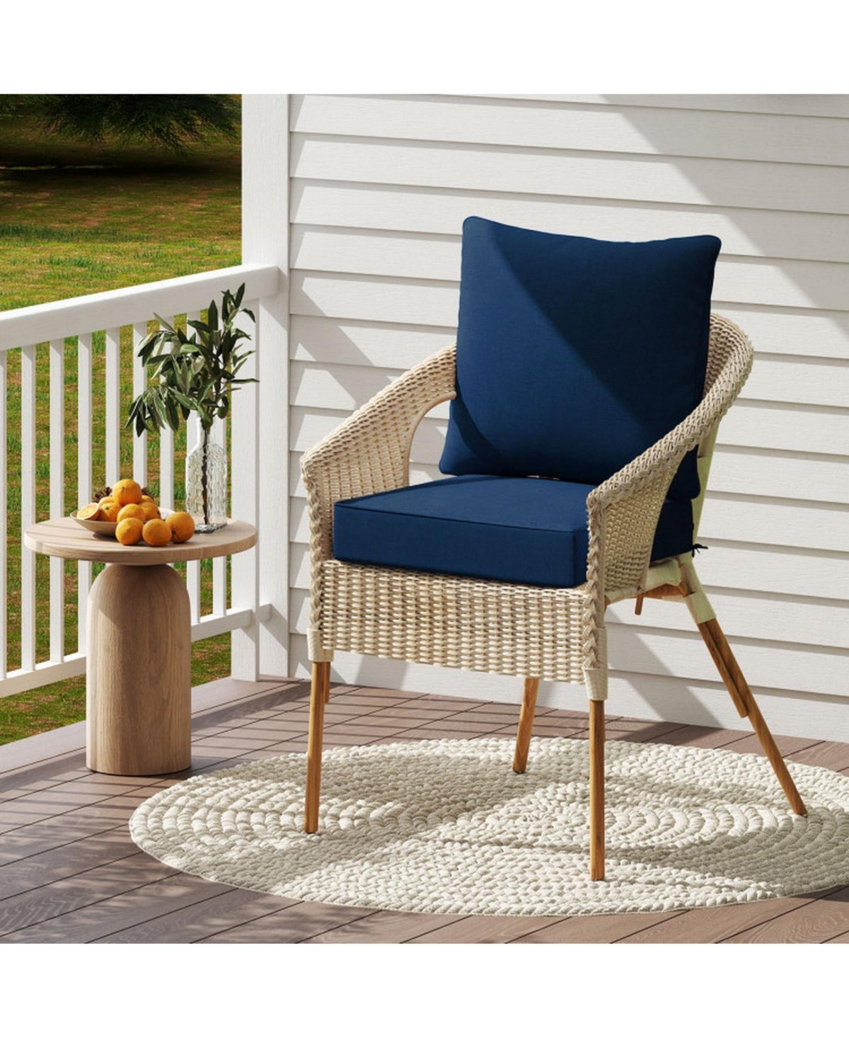 Gouun Deep Seat Outdoor Patio Chair Cushion Pad Set with Rope Tie Belts