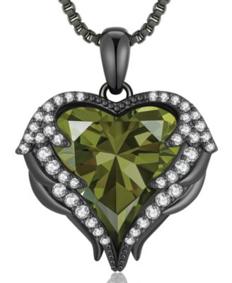 Angel Wings Birthstone Heart Necklace Gift