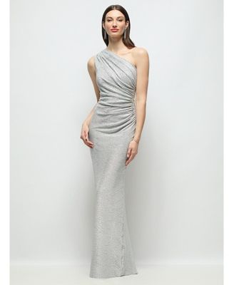 Women's One-Shoulder Soho Metallic Ruched Waist Gown
