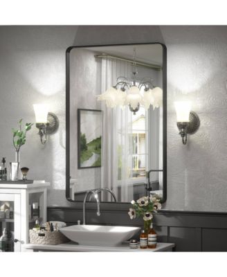 24" x 36" High-Strength Tempered Glass and Aluminum Alloy Framed Wall Decor Bathroom Vanity Mirror