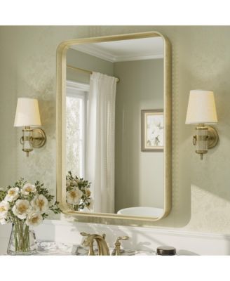 High-Strength Tempered Glass and Aluminum Alloy Framed Wall Decor Bathroom Vanity Mirror in Brushed Gold