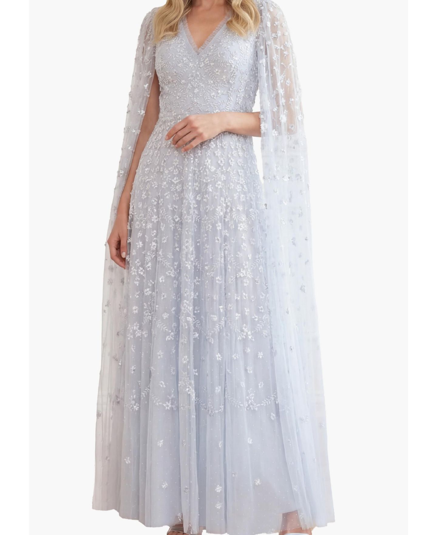 Женское платье Needle & Thread Clover Cape Sleeve Ankle Gown, цвет: Ледяной синий — фото 6