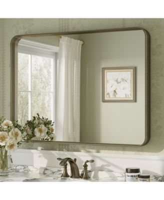 High-Strength Tempered Glass and Aluminum Alloy Framed Wall Decor Bathroom Vanity Mirror in Brushed Bronze