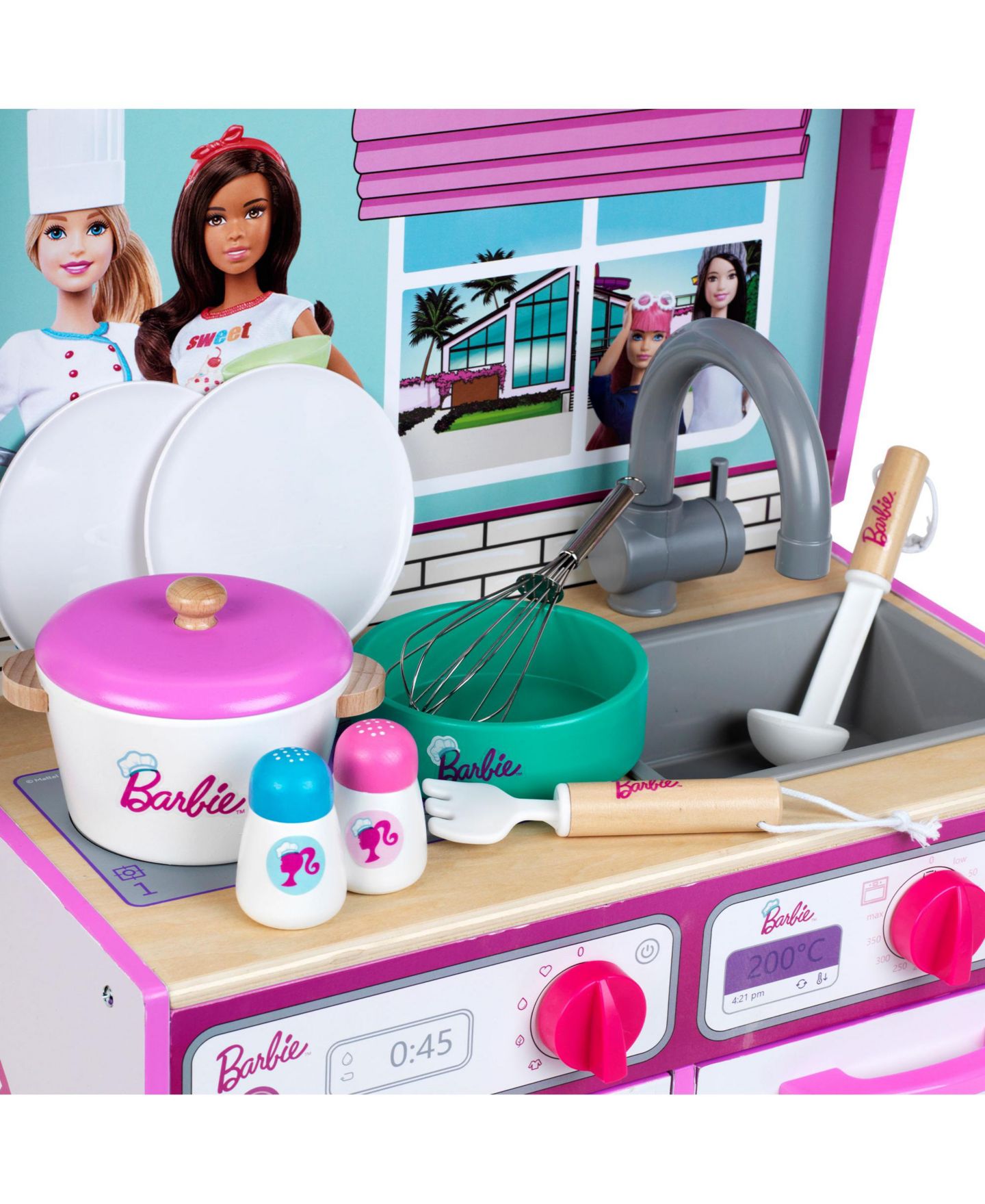 Деревянно-металлическая игрушечная кухня и кукольный домик Barbie Theo Klein 2-в-1 — фото 4