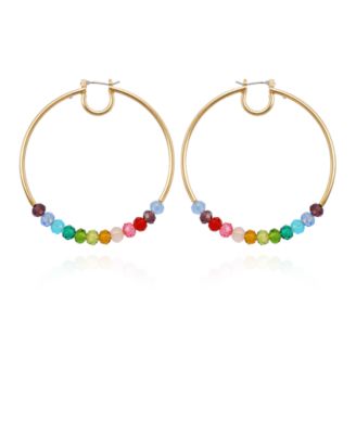 Multi-Colored Beaded Hoop Earrings