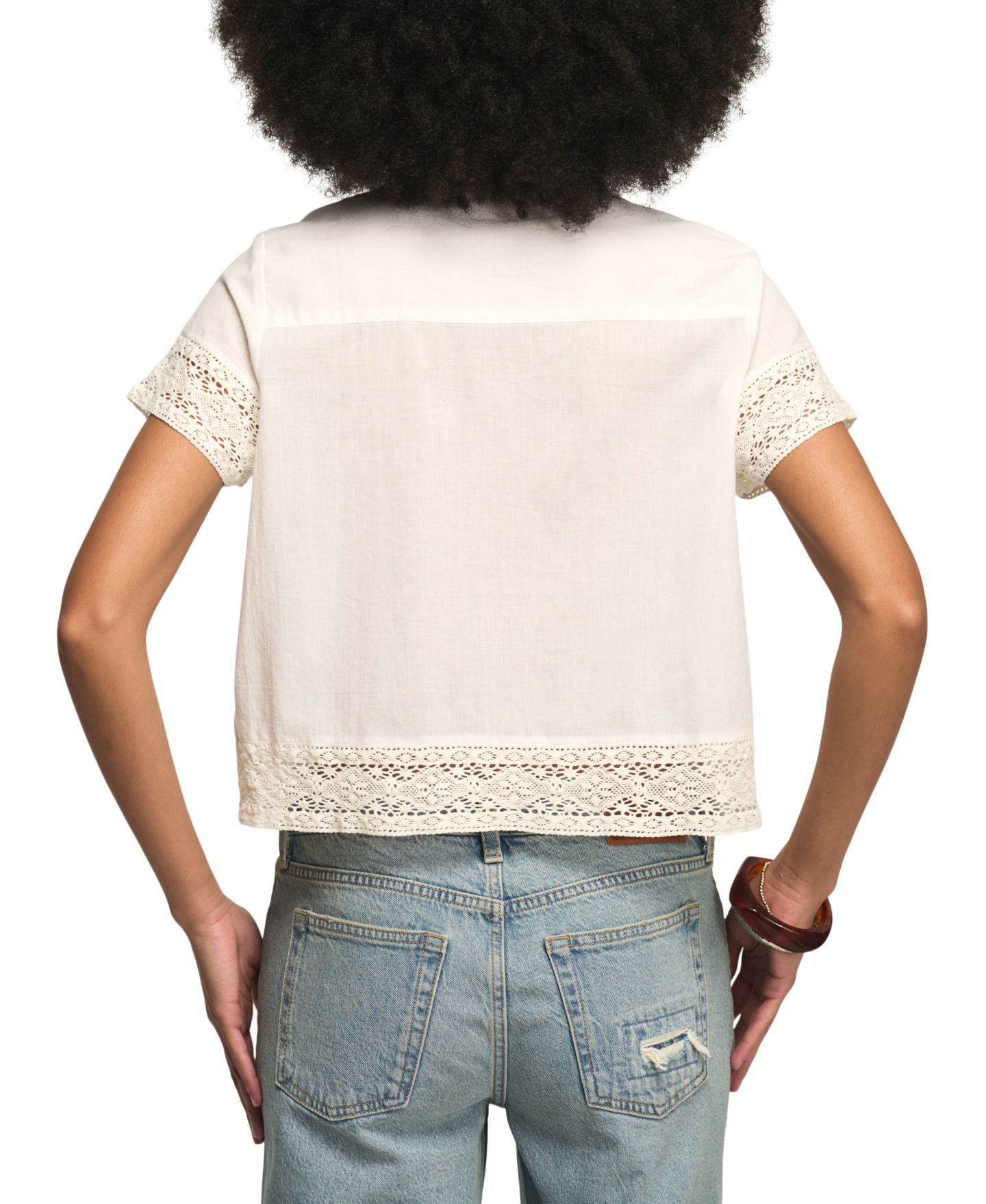 Женская рубашка Lucky Brand Cutwork Collared Camp, цвет: Яркий белый — фото 5