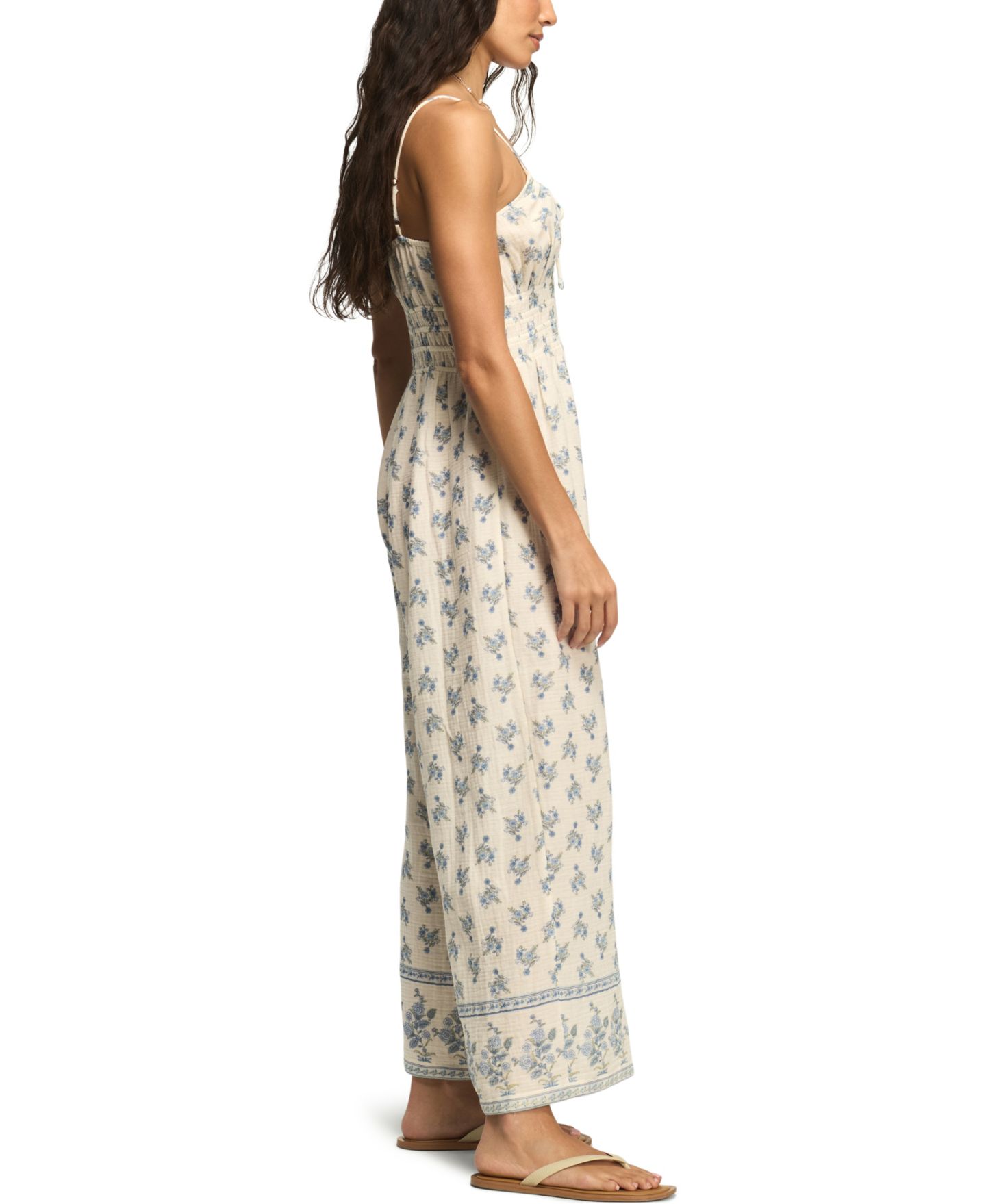 Женский комбинезон Lucky Brand Sleeveless Gauze Smocked Waist Jumpsuit, цвет: Кремовый разноцветный — фото 3