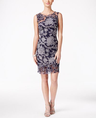 Tadashi Shoji Floral Embroidered Sheath Dress