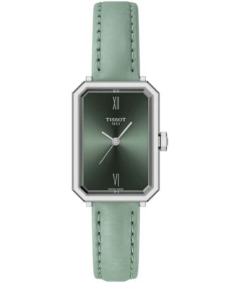 Women's Quartz Green Leather Strap Watch, 21.80mm