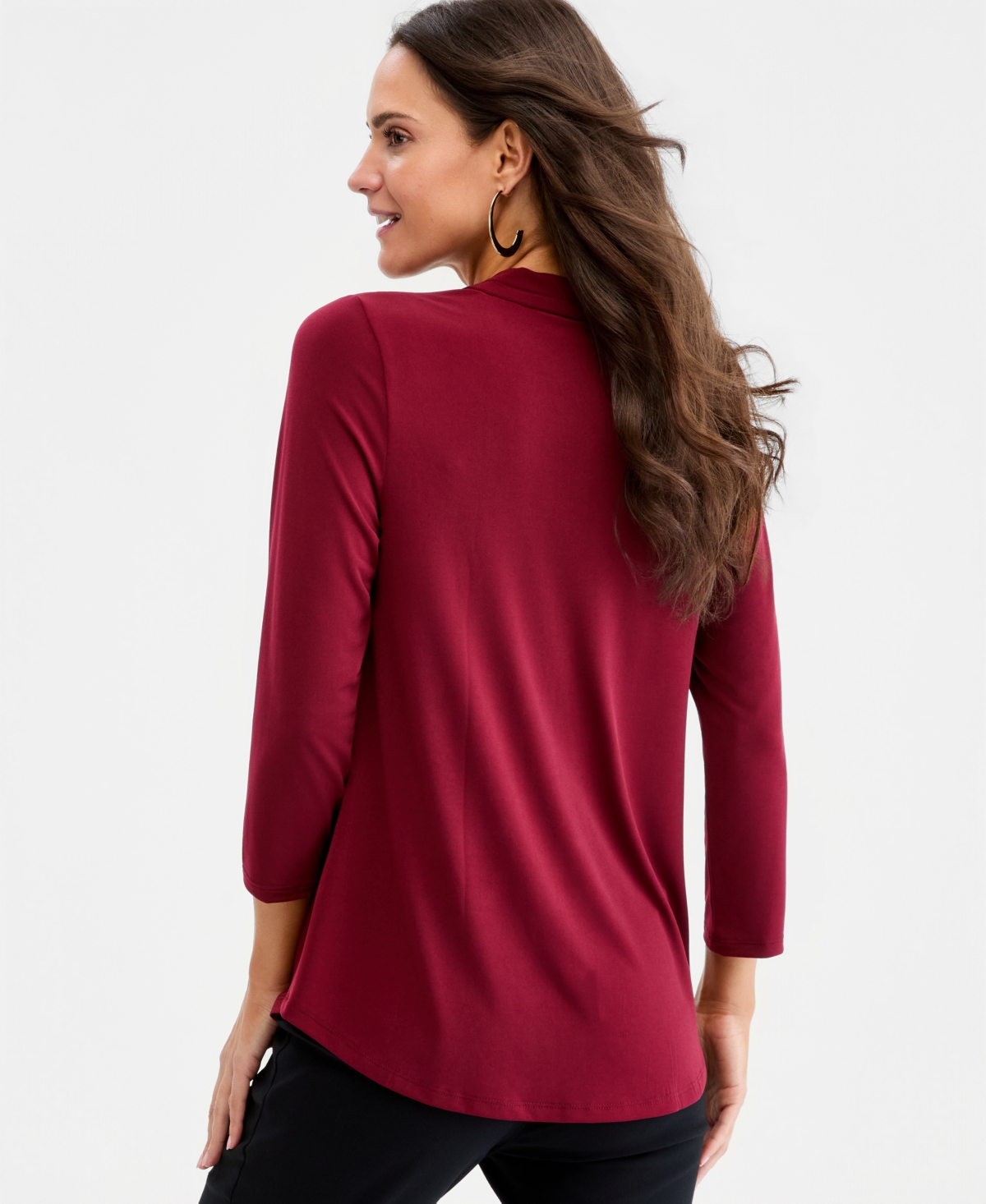 Jm Collection Women's 3/4 Sleeve V-Neck Knit Top, Created for Macy's