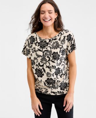 Petite Bianca Floral Banded-Hem T-Shirt