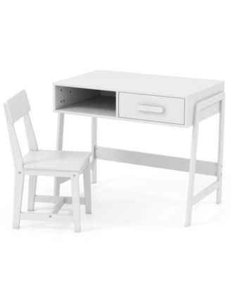 Kids Desk and Chair Set with Storage Drawer and Hutch