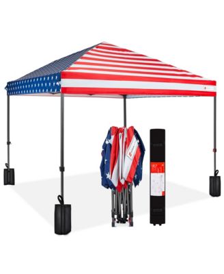 8x8ft Easy Setup Pop Up Canopy w/ 1-Button Setup, Wheeled Case, 4 Weight Bags