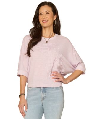 Women's Embroidered Crew Neck Top