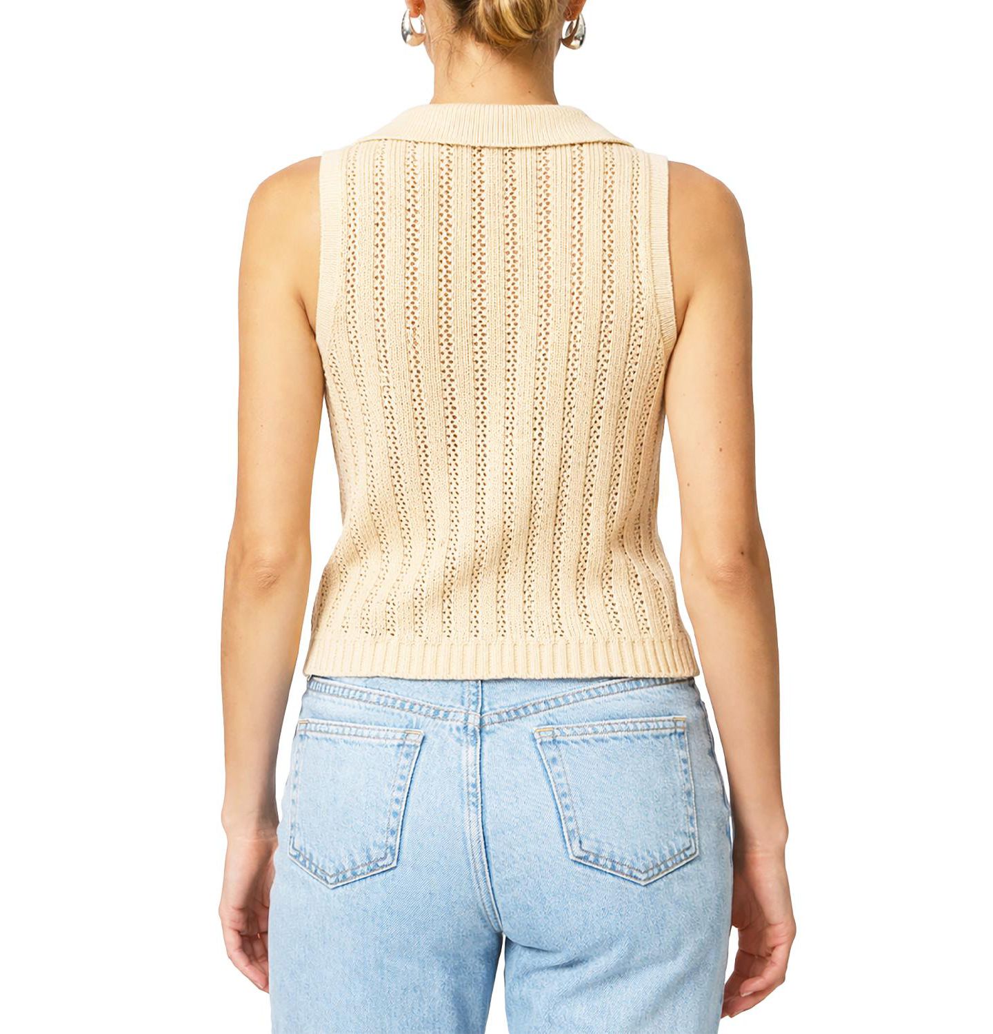 Женский жилет Central Park West Francie Mesh Stitch Sleeveless, цвет: Песочный бежевый — фото 3