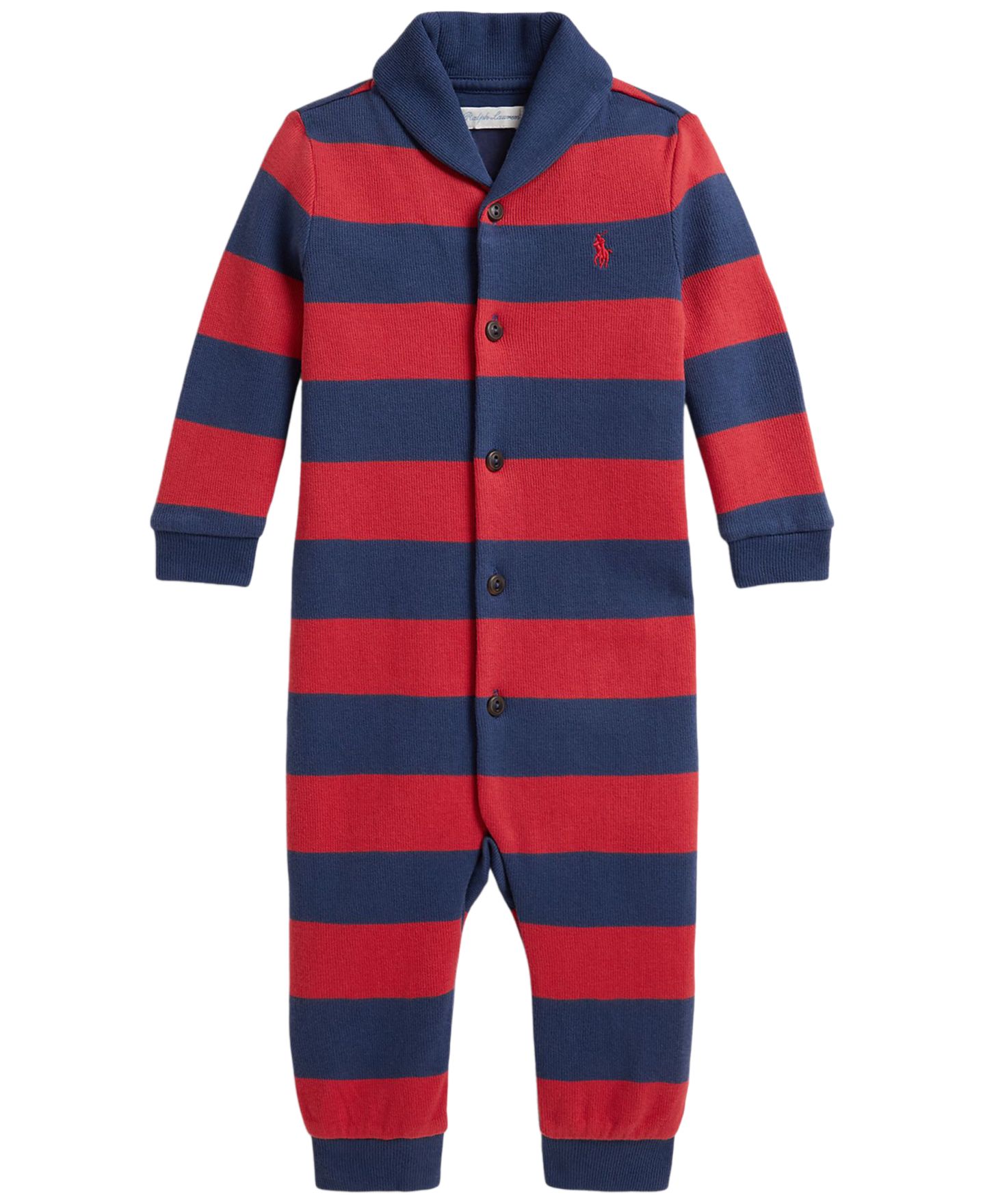 Детский комбинезон Polo Ralph Lauren с длинным рукавом для малыша, цвет: Красный / Тёмно-синий — фото 1