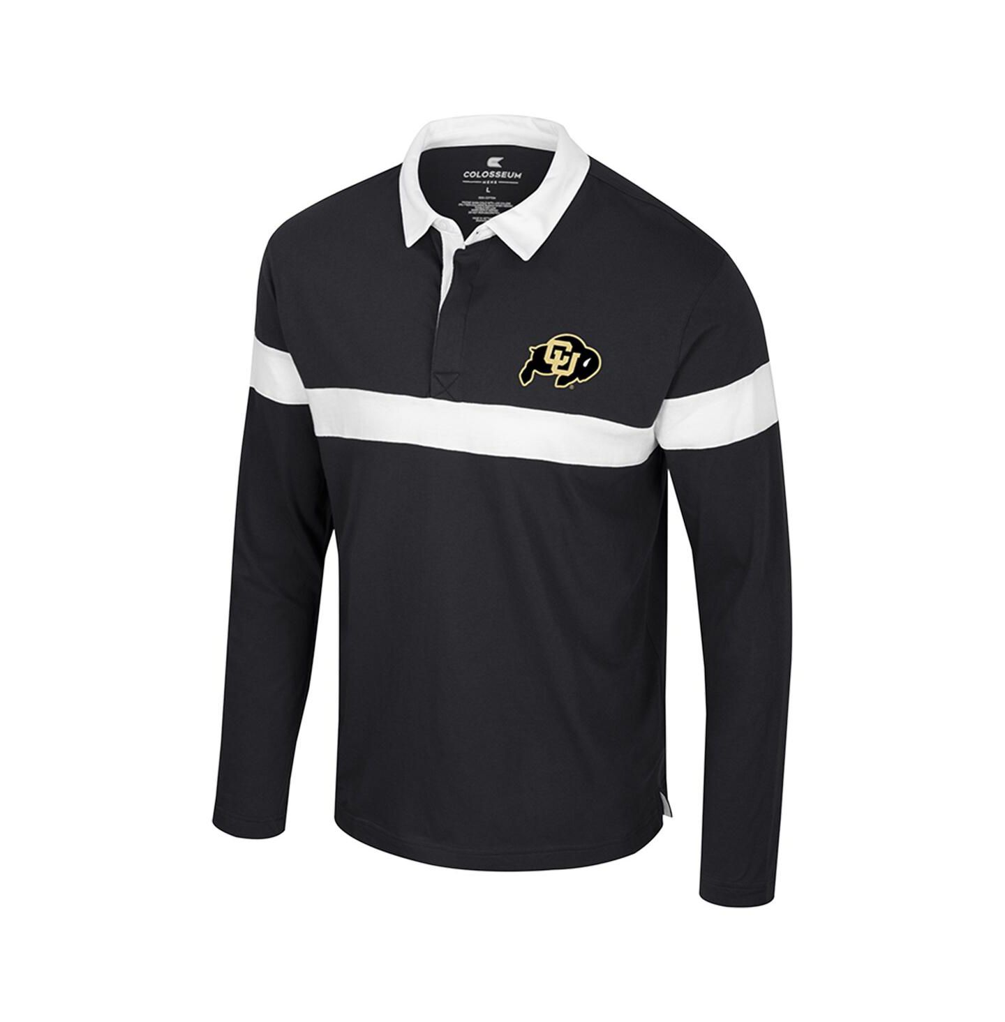 Мужская рубашка Colosseum Black Colorado Buffaloes Too Cool For School Long Sleeve Polo Shirt — фото 2