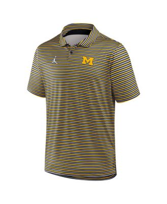 Men's Maize Michigan Wolverines 2025 Coaches Premium Tour Stripe Dri-FIT Polo Shirt