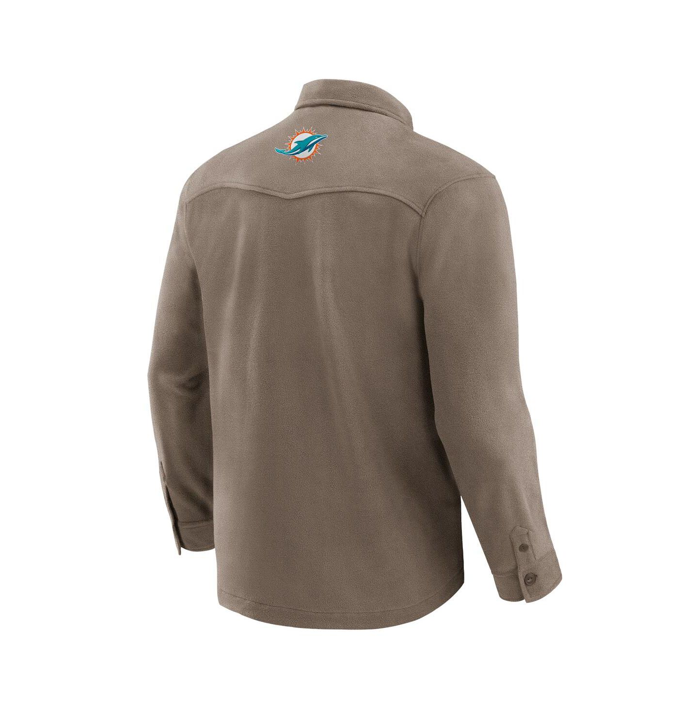 Мужская рубашка Fanatics Tan Miami Dolphins Polar Fleece Cozy Button-Up — фото 3