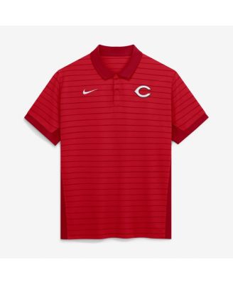 Men's Red Cincinnati Reds Authentic Collection Striped Victory Dri-FIT Polo Shirt