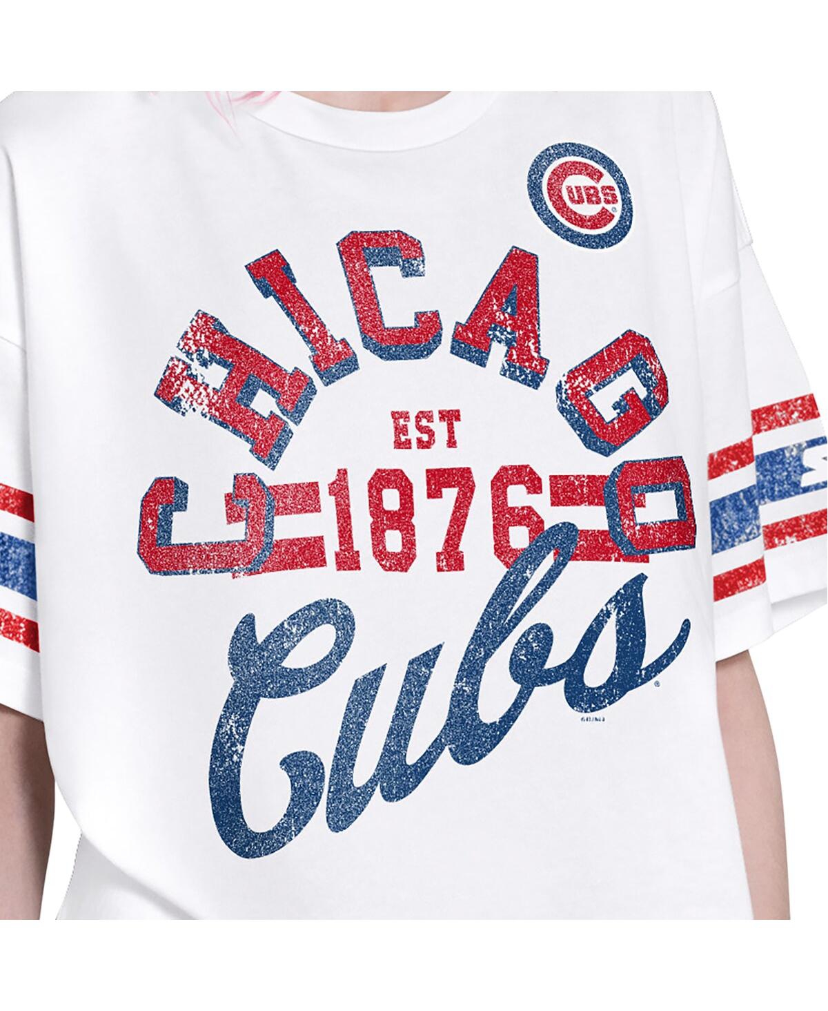 Starter Women's White Chicago Cubs Cropped Hurry Up Offense T-Shirt