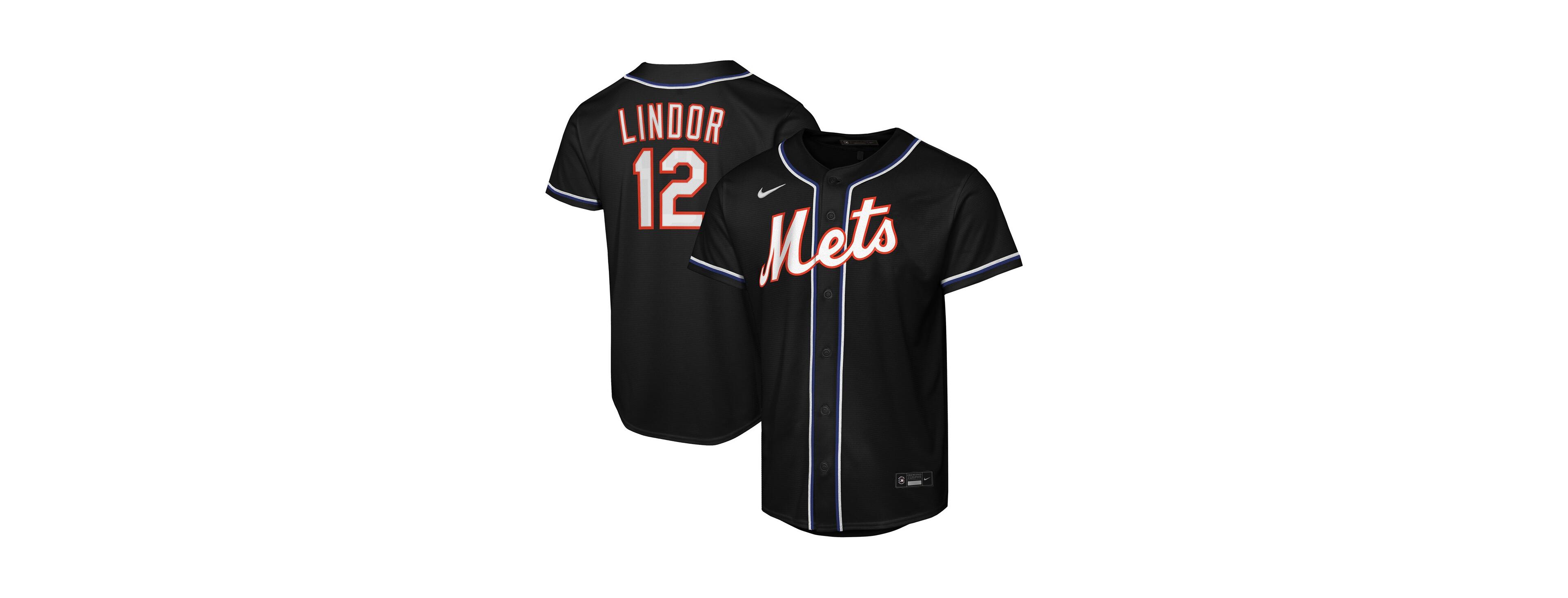 Nike Big Boys and Girls Francisco Lindor Black New York Mets Fashion Replica Player Jersey