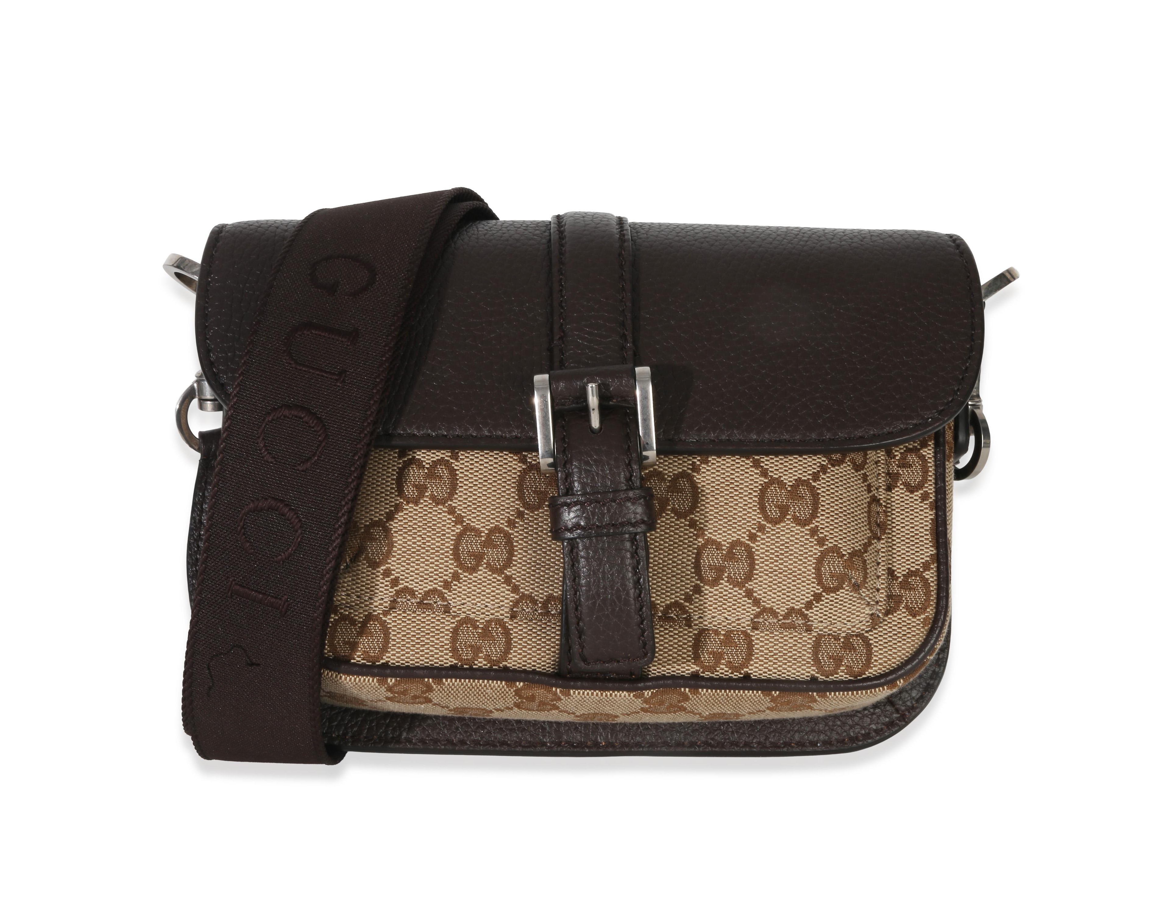 Pre-Owned Gucci Beige Ebony Gg Supreme Canvas Mini Buckle Crossbody Bag